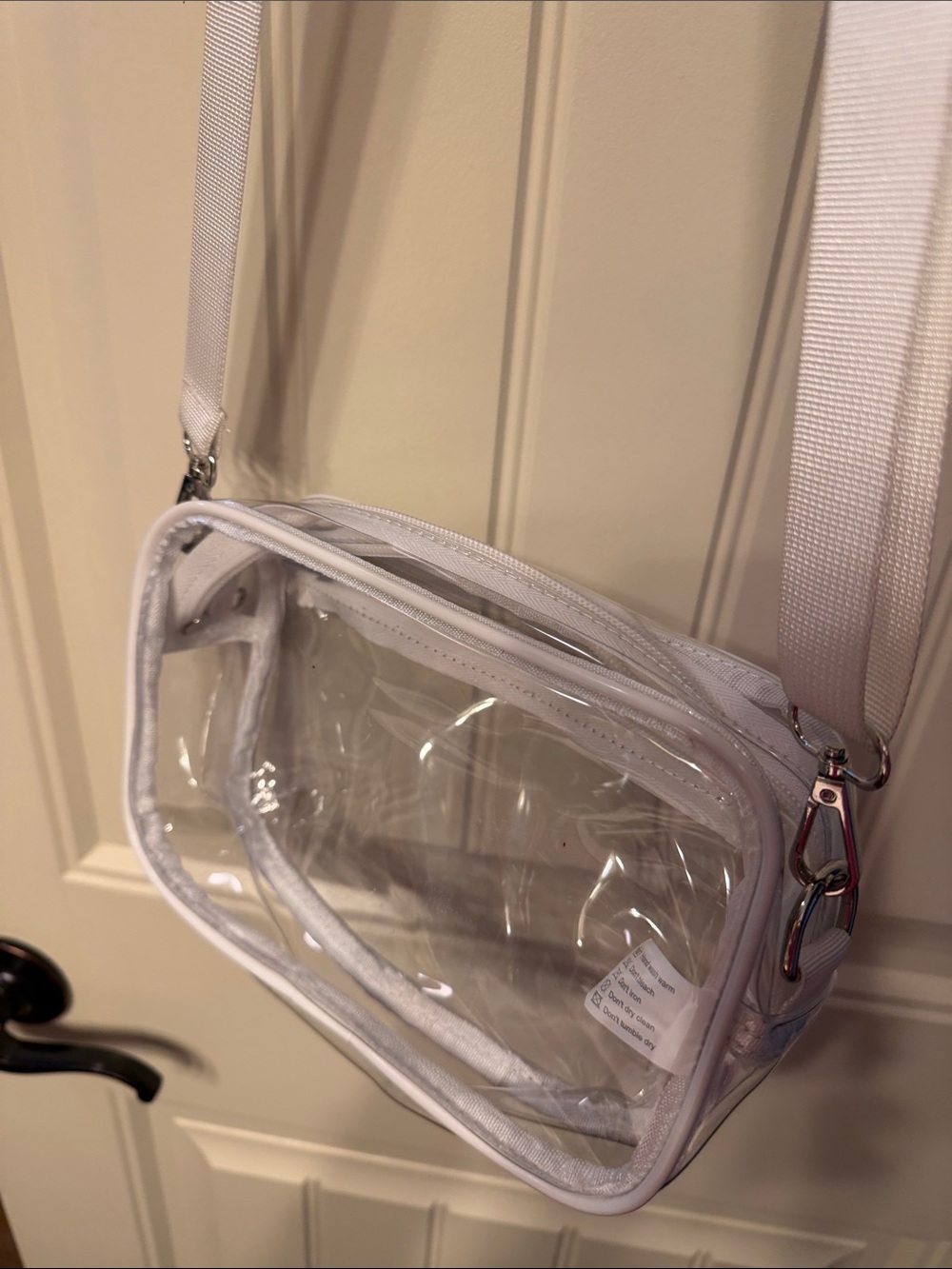 Clear Crossbody Bag with Pink Trim